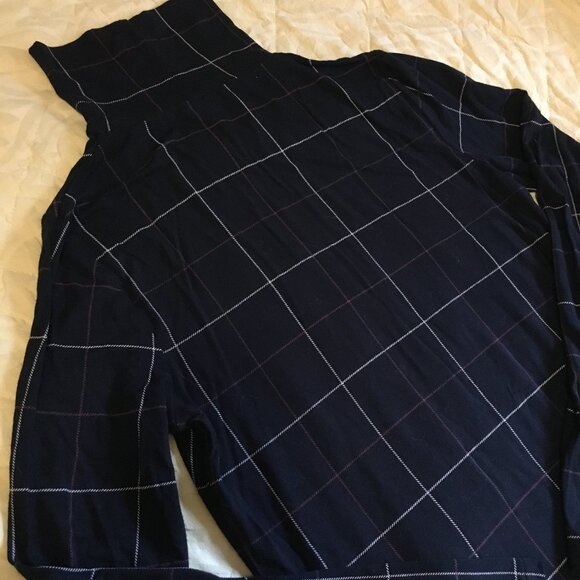 Denver Hayes Black Red White Plaid Mock Neck Viscose Long Sleeve Top XS - Picture 9 of 13